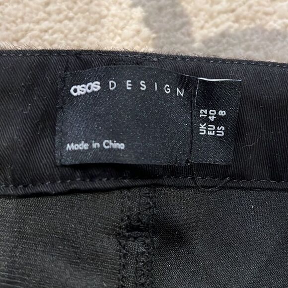 ASOS DESIGN high rise sassy cigarette pants in black faux pony skin size 12 NWT - Picture 5 of 9
